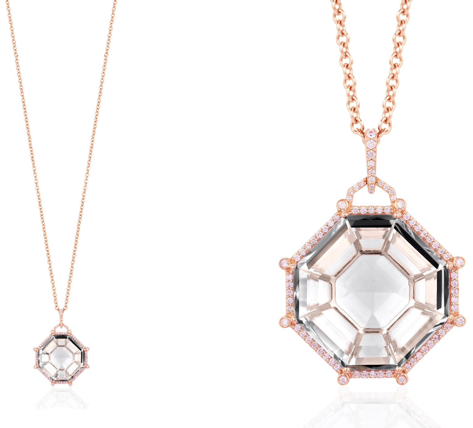 Rock Crystal Octagon Pentagon Necklace