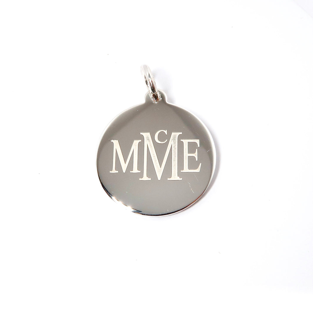 Sterling Silver Disk Charm, Engraved
