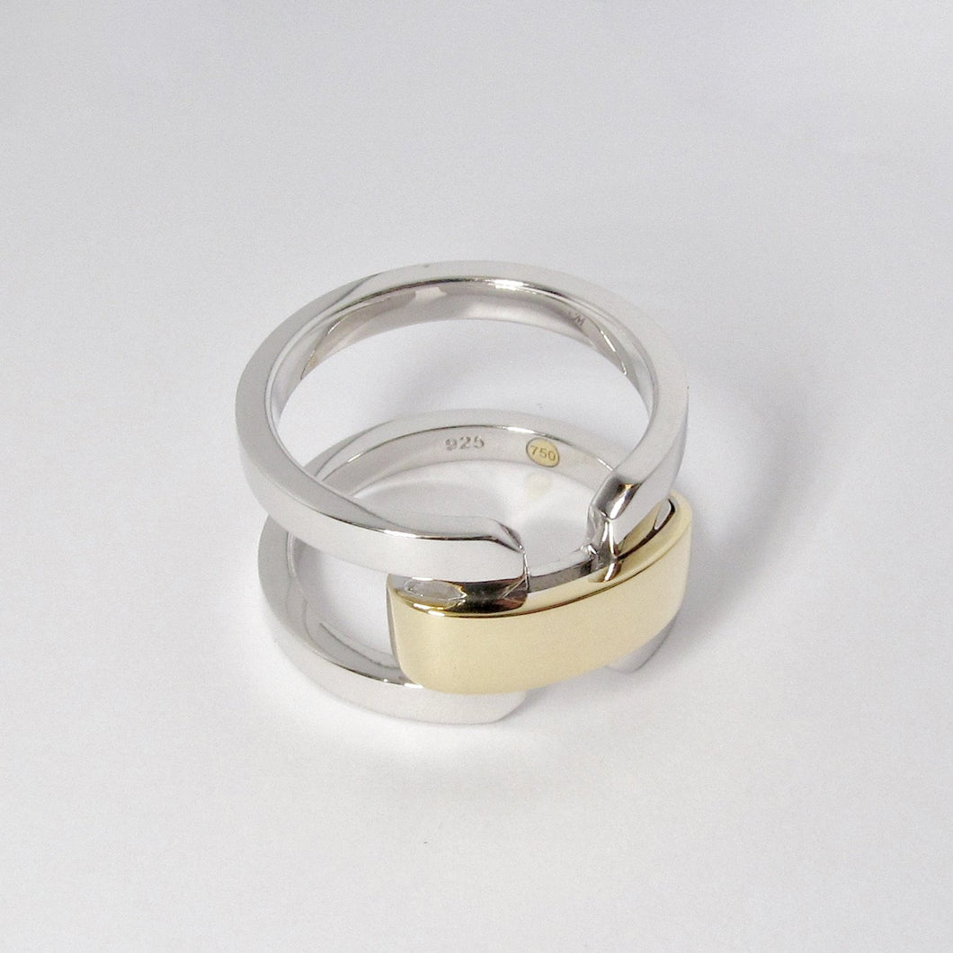 Sterling Silver and 18k Yellow Gold Ring
