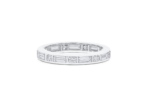 Platinum Baguette Round Diamond Guard Ring