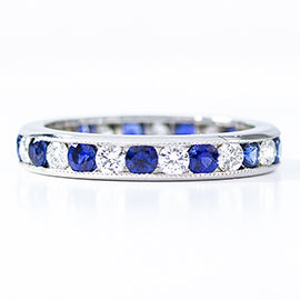 Platinum Sapphire Diamond Guard Ring