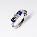 Diamond & Blue Sapphire 5 Stone Ring