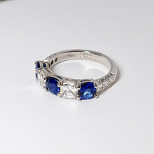 Load image into Gallery viewer, Diamond &amp; Blue Sapphire 5 Stone Ring
