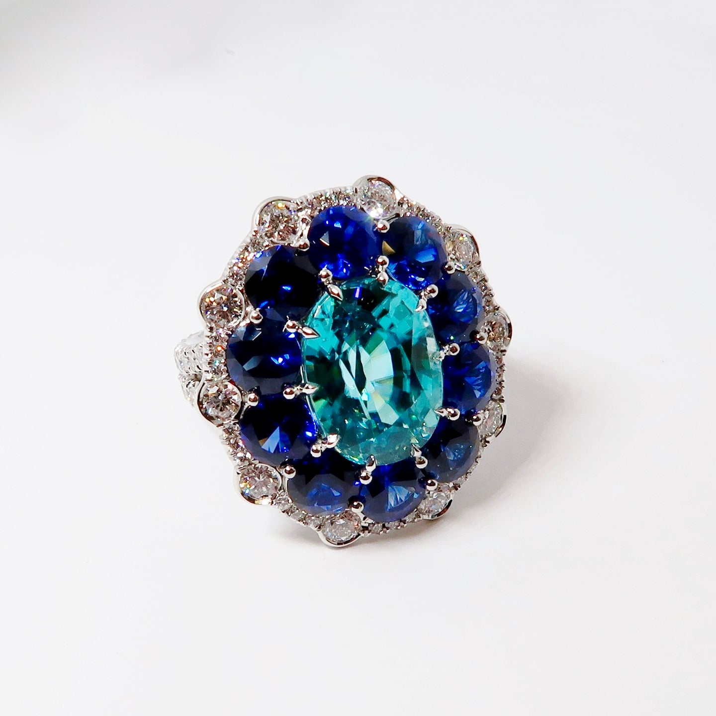 Zircon, Blue Sapphire, & Diamond Ring