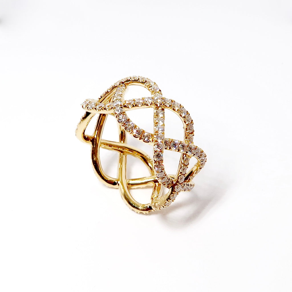 Diamond Yellow Gold Weave Ring