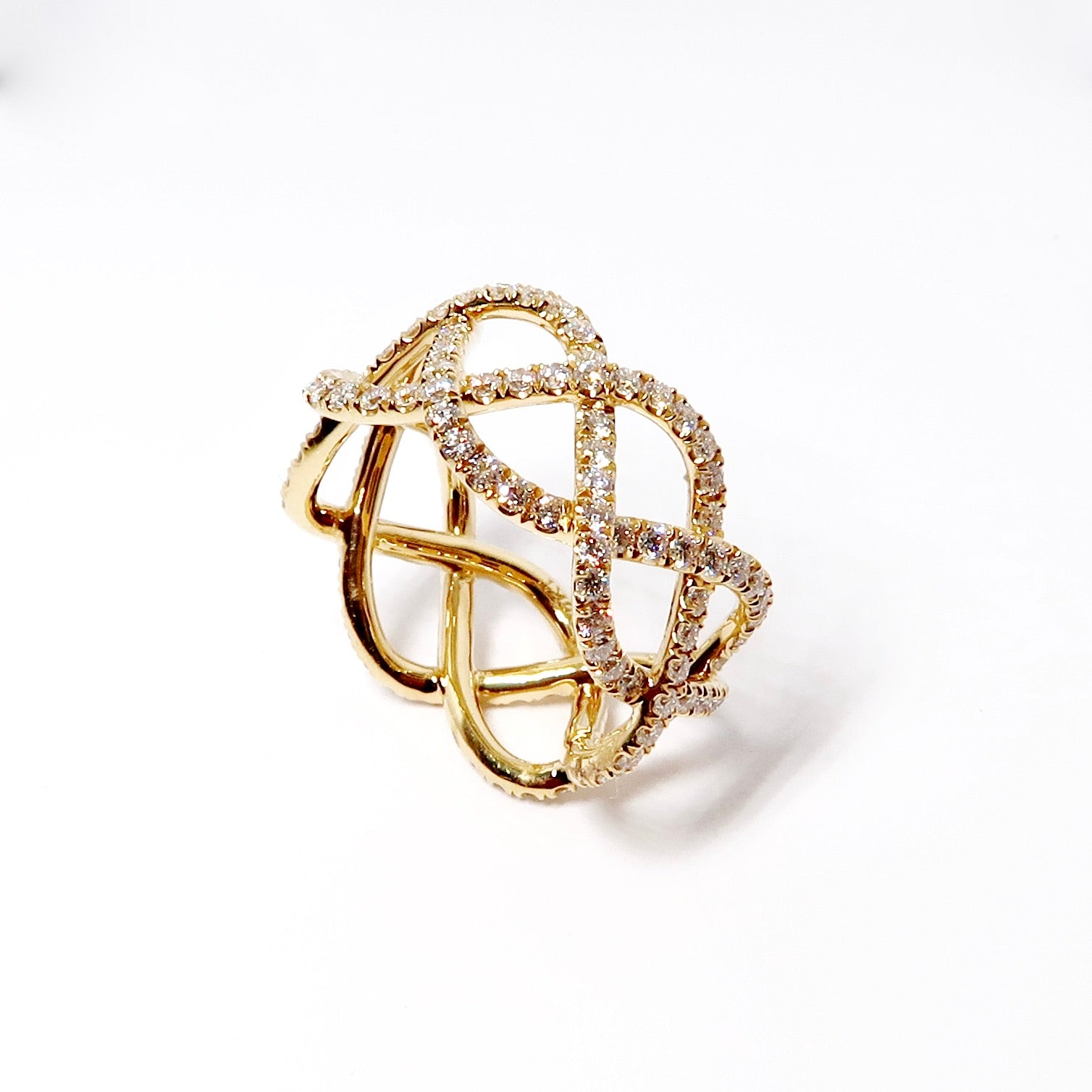 Diamond Yellow Gold Weave Ring