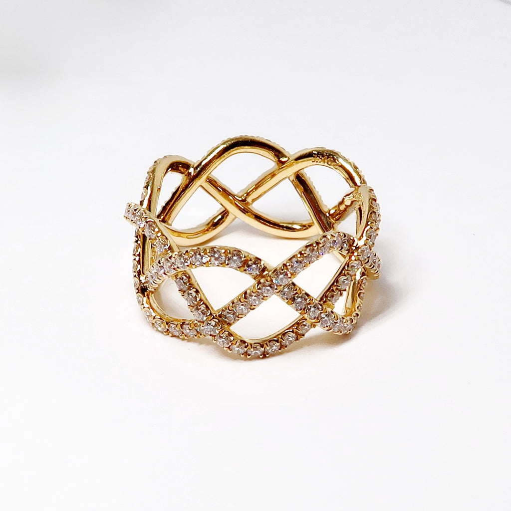 Diamond Yellow Gold Weave Ring