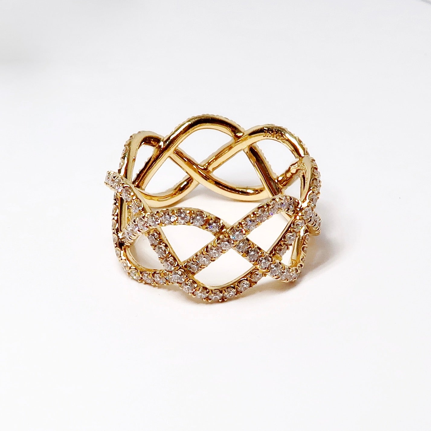 Diamond Yellow Gold Weave Ring