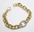18k Yellow Gold and Diamond Oval Link Bracelet