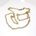 Yellow Gold Long & Short Oval Link Necklace