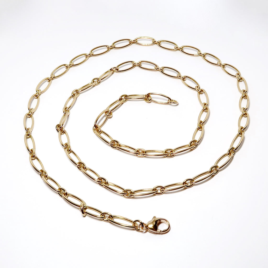 Pointy Oval & Round Link Cable Necklace