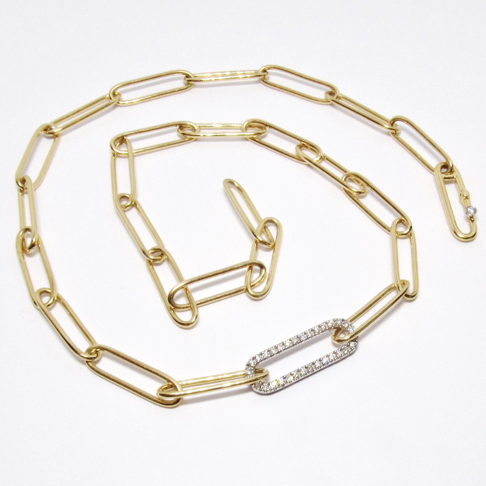 18k Yellow Gold Rectangular Link Necklace
