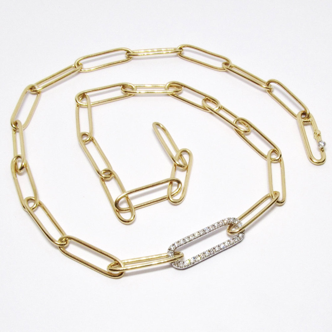 18k Yellow Gold Rectangular Link Necklace