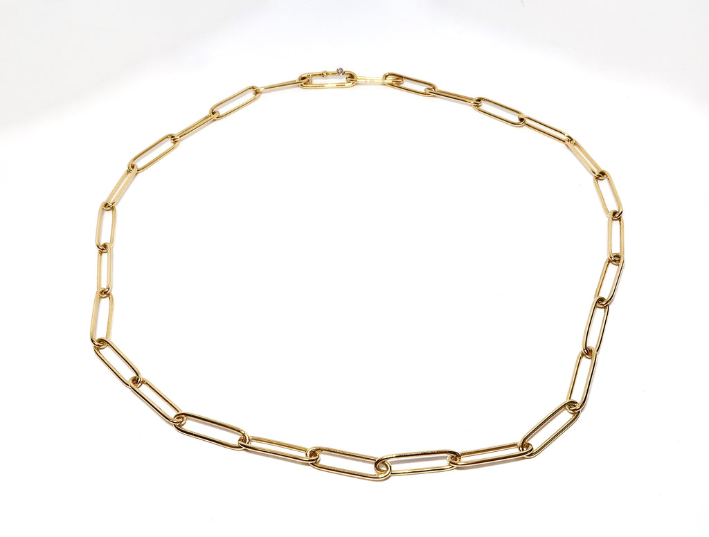Yellow Gold Rectangular Link Necklace