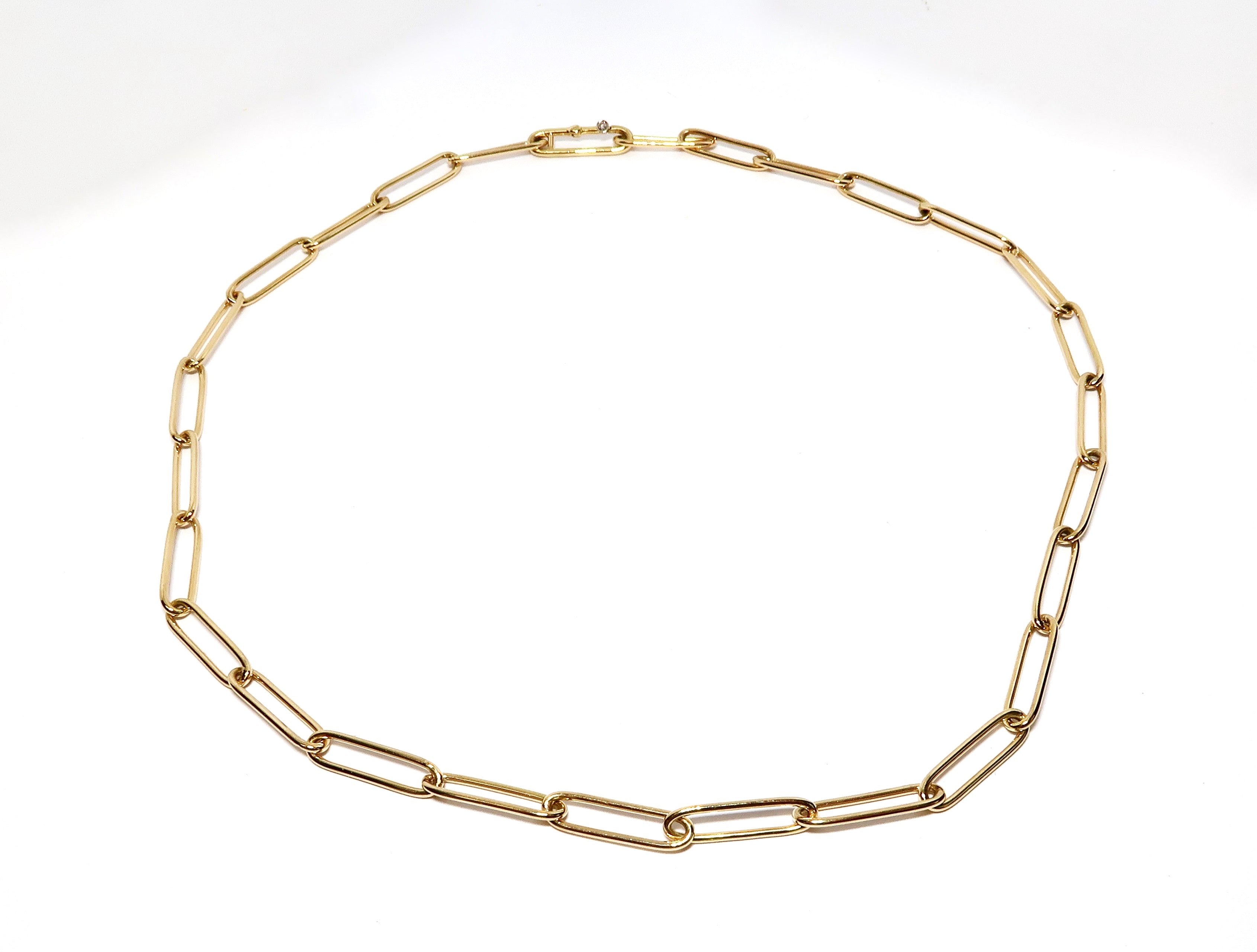Yellow Gold Rectangular Link Necklace