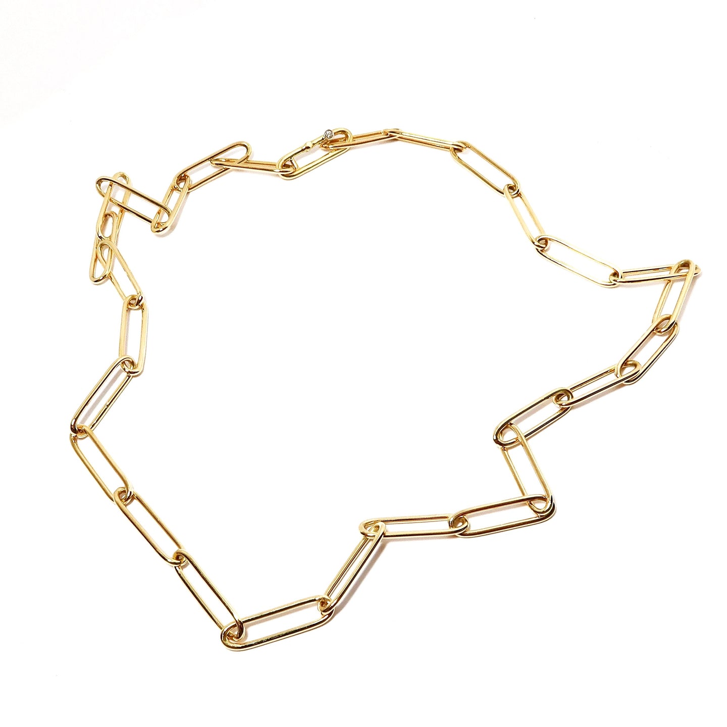 Yellow Gold Rectangular Link Necklace