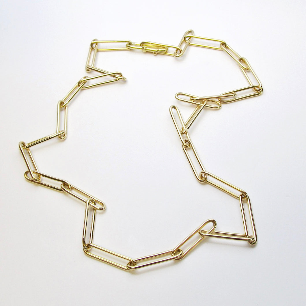 18k Yellow Gold Rectangular Link Necklace
