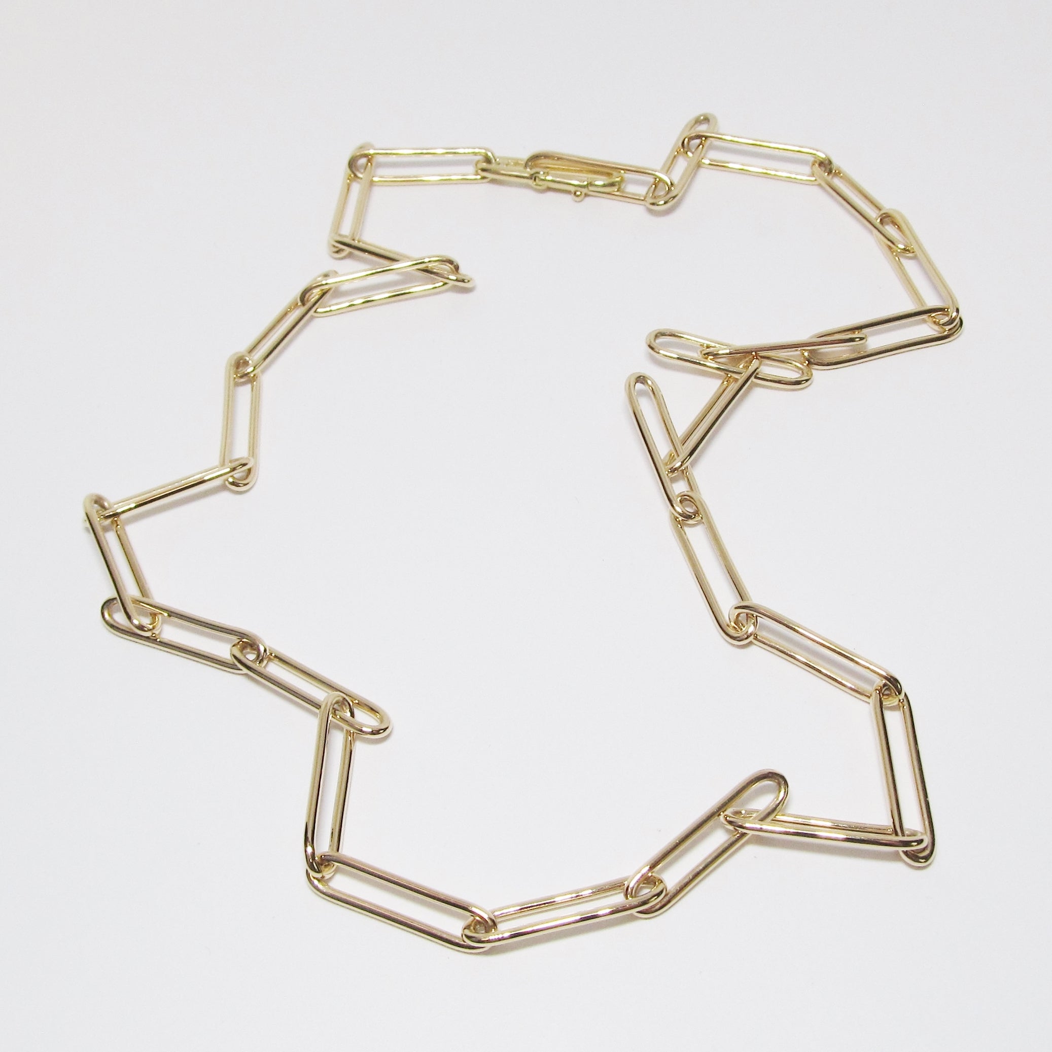 18k Yellow Gold Rectangular Link Necklace