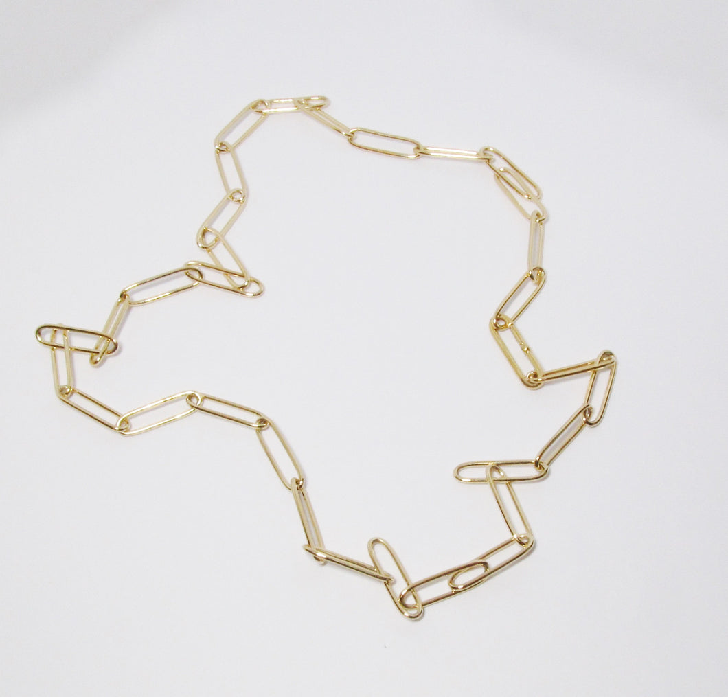 18k Yellow Gold Rectangular Link Necklace