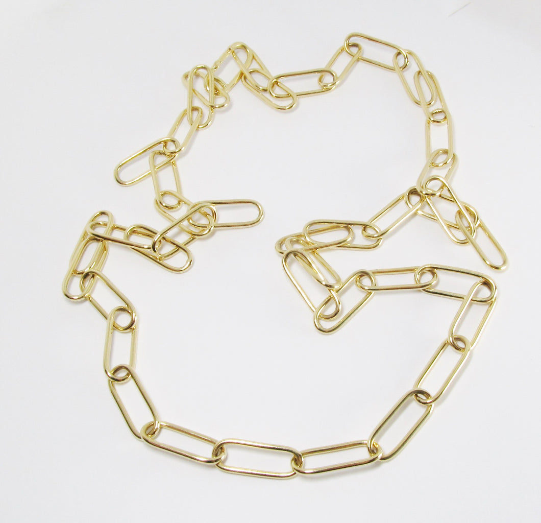 18k Yellow Gold Paper Clip Style Necklace