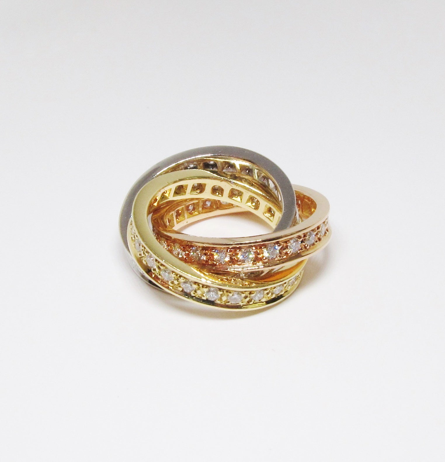 18k Tri-Color Gold Diamond Rolling Ring