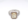 18k White Gold, Fancy Yellow Halo Diamond Ring