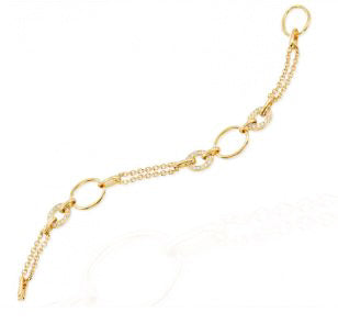 18k Yellow Gold Diamond Carousel Chain Bracelet
